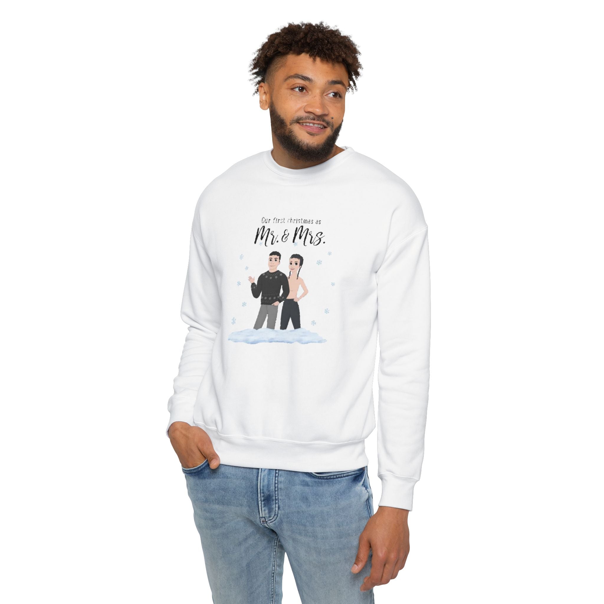 Our first Christmas as Mr. and Mrs. | Unisex Drop Shoulder Sweatshirt